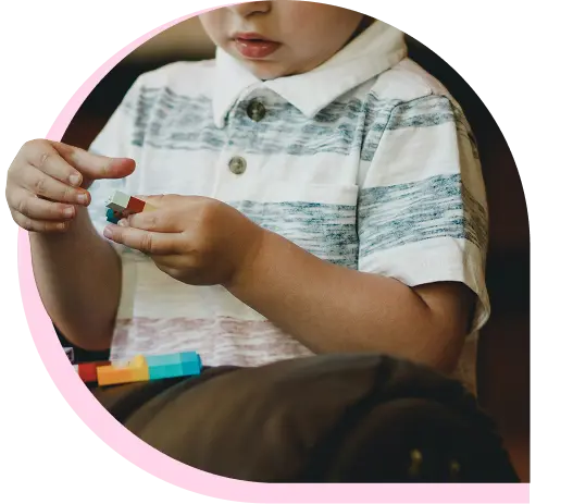child playing lego