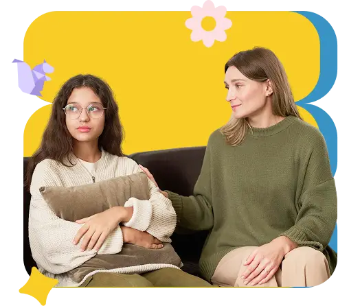 girl and a woman sitting