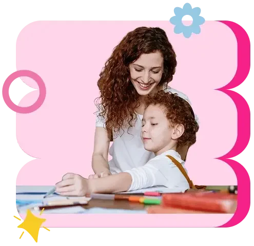 woman and a young girl with curly hair