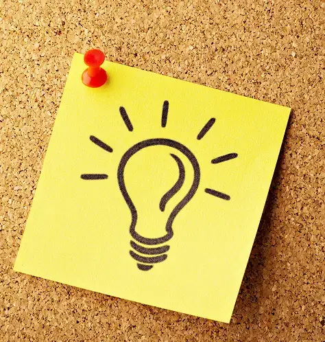 light bulb drawing in a sticky notes