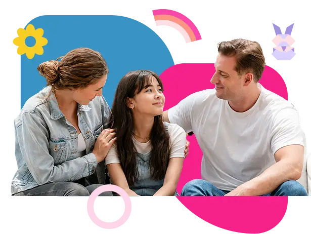 mother and father talking to their daughter