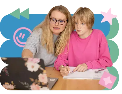 woman teaching a child