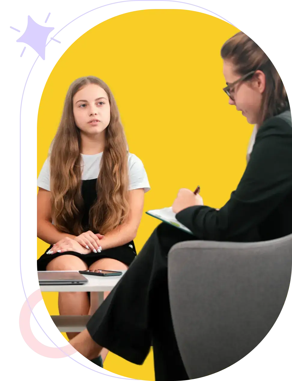 a woman asking questions to a girl