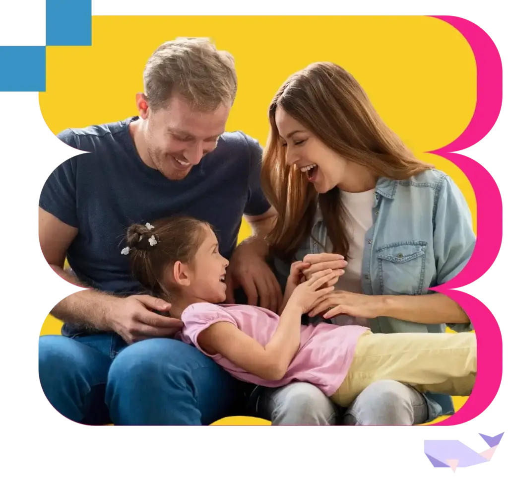 parents with daughter laughing